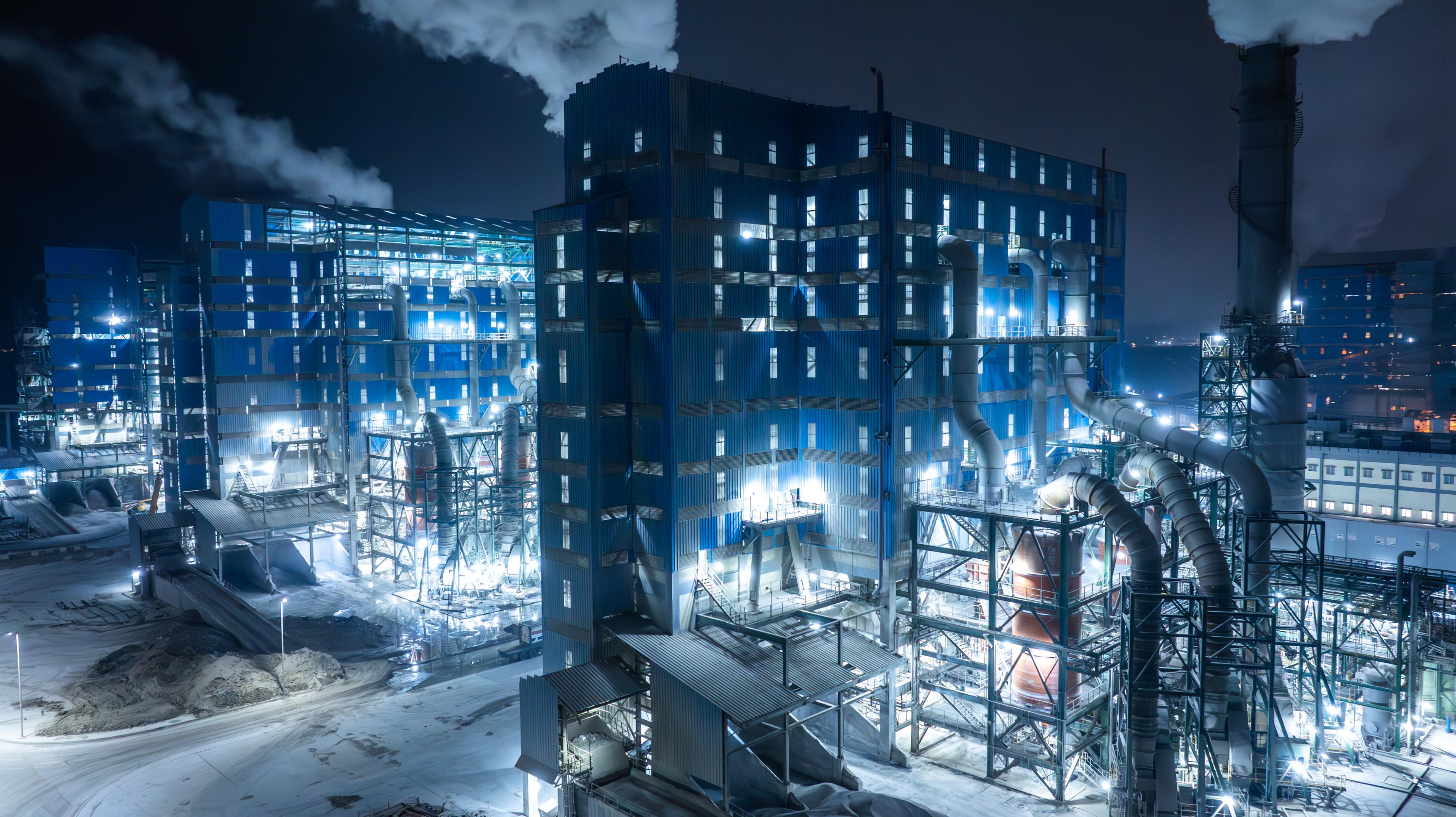 Industrial site at night